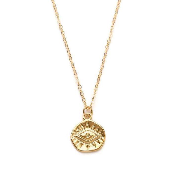 Stitch and Stone Necklaces Gold Gold Evil Eye Coin Necklace