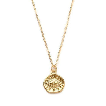 Stitch and Stone Necklaces Gold Gold Evil Eye Coin Necklace