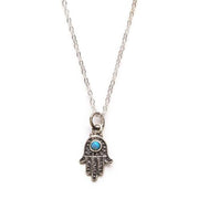 Stitch and Stone Necklaces Silver Filigree Opal Hamsa Necklace