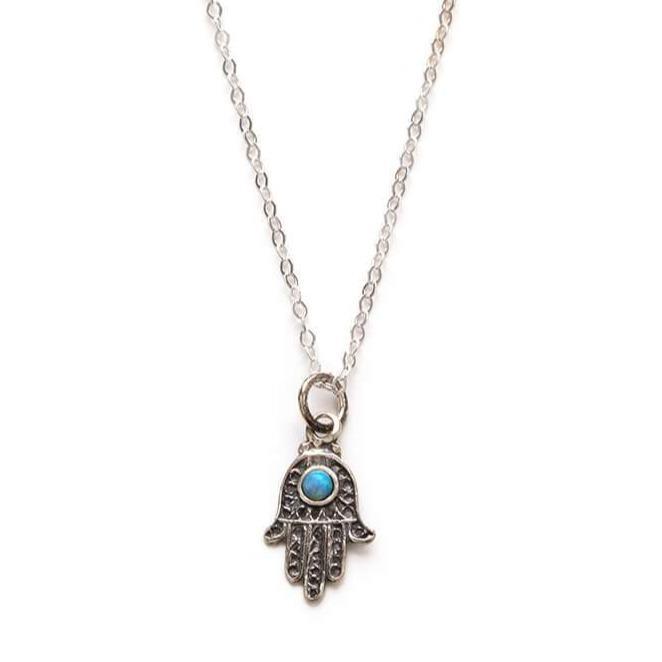 Stitch and Stone - Filigree Opal Hamsa Necklace - ModernTribe