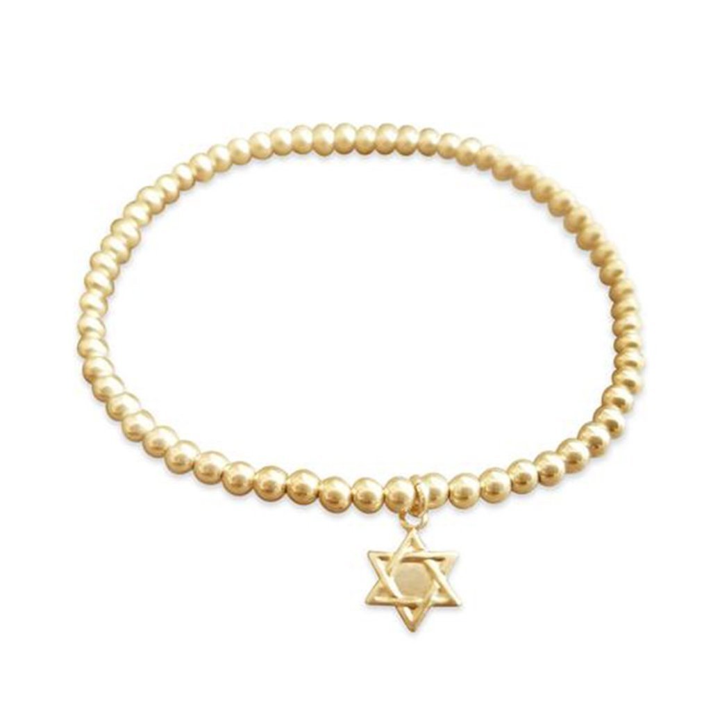 Alef Bet - Gold Beaded Bracelet with Star of David - ModernTribe
