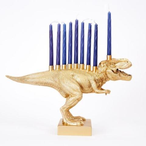Gold T-Rex Dinosaur Menorah