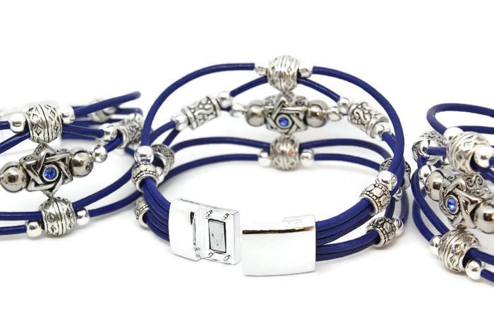 My Tribe by Sea Ranch Jewelry Bracelets Swarovski Star of David Beaded Leather Bracelet - Blue
