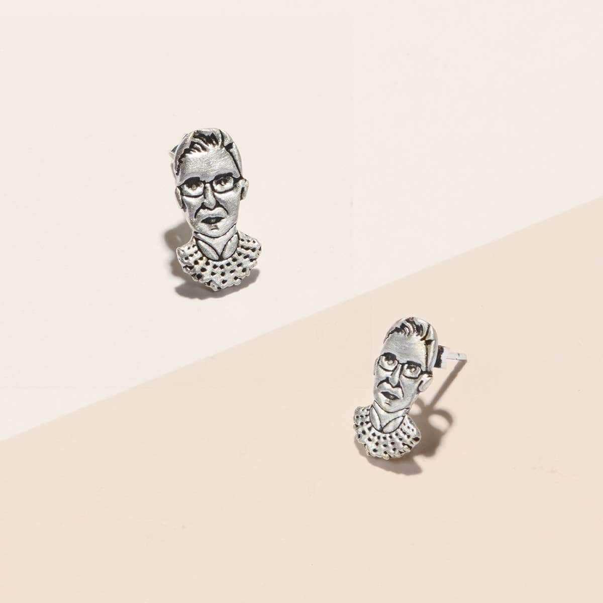 Chocolate and Steel - Ruth Bader Ginsburg RBG Stud Earrings - Sterling Silver or Gold - ModernTribe