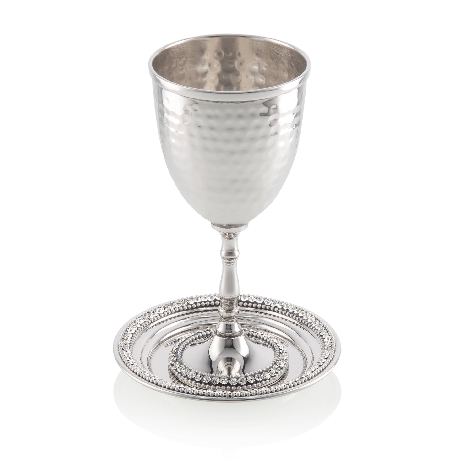 Classic Touch Decor Kiddush Cups Stainless Steel Kiddush Cup on Tray