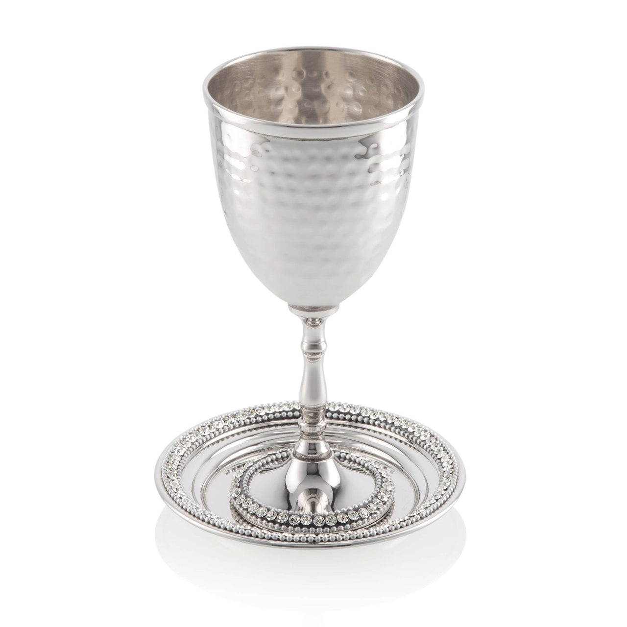 Classic Touch Decor - Stainless Steel Kiddush Cup on Tray - ModernTribe