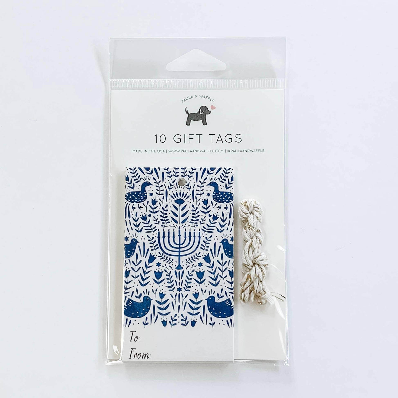 Paula & Waffle - Blue Hanukkah Scene Gift Tag - Set of 10 - ModernTribe