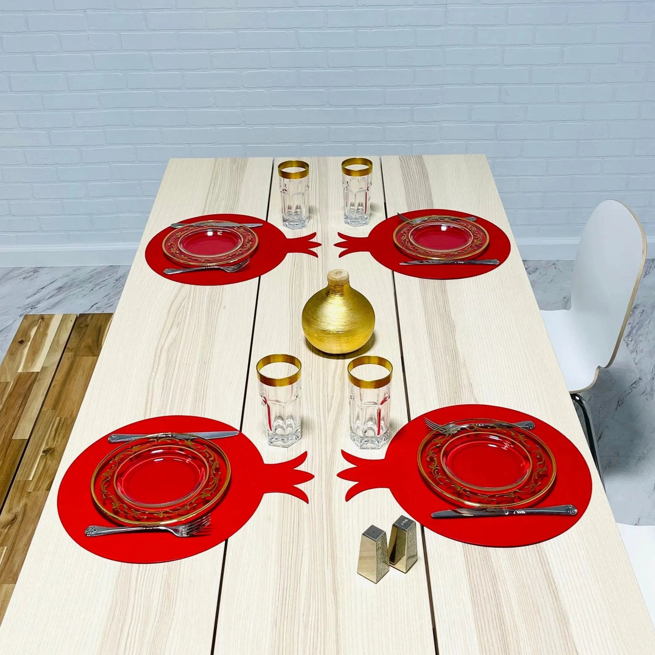 Broderies De France - 6 Pack Faux Leather Pomegranate Placemats - (Choice of Color) - ModernTribe