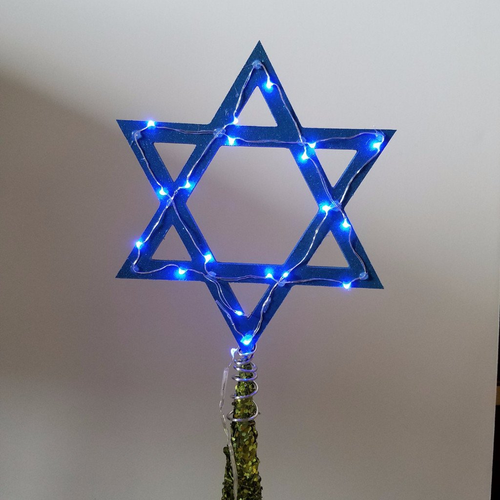 InterfaithLiving Decor Light-Up Star of David Tree Topper - Blue