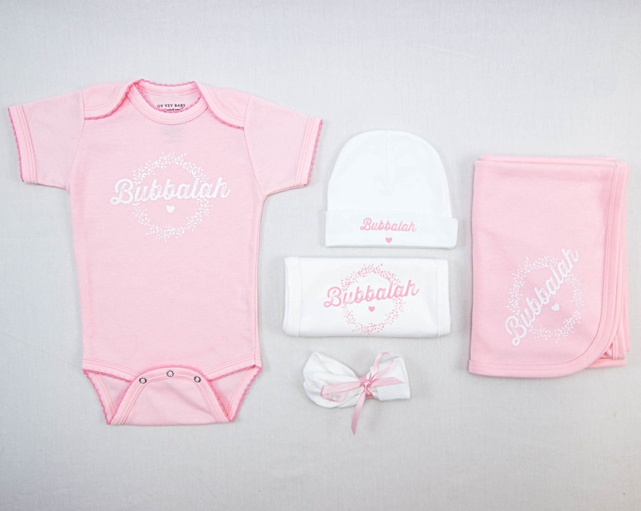 Oy Vey Baby - Bubbalah Solid Rose Onesie Set - ModernTribe