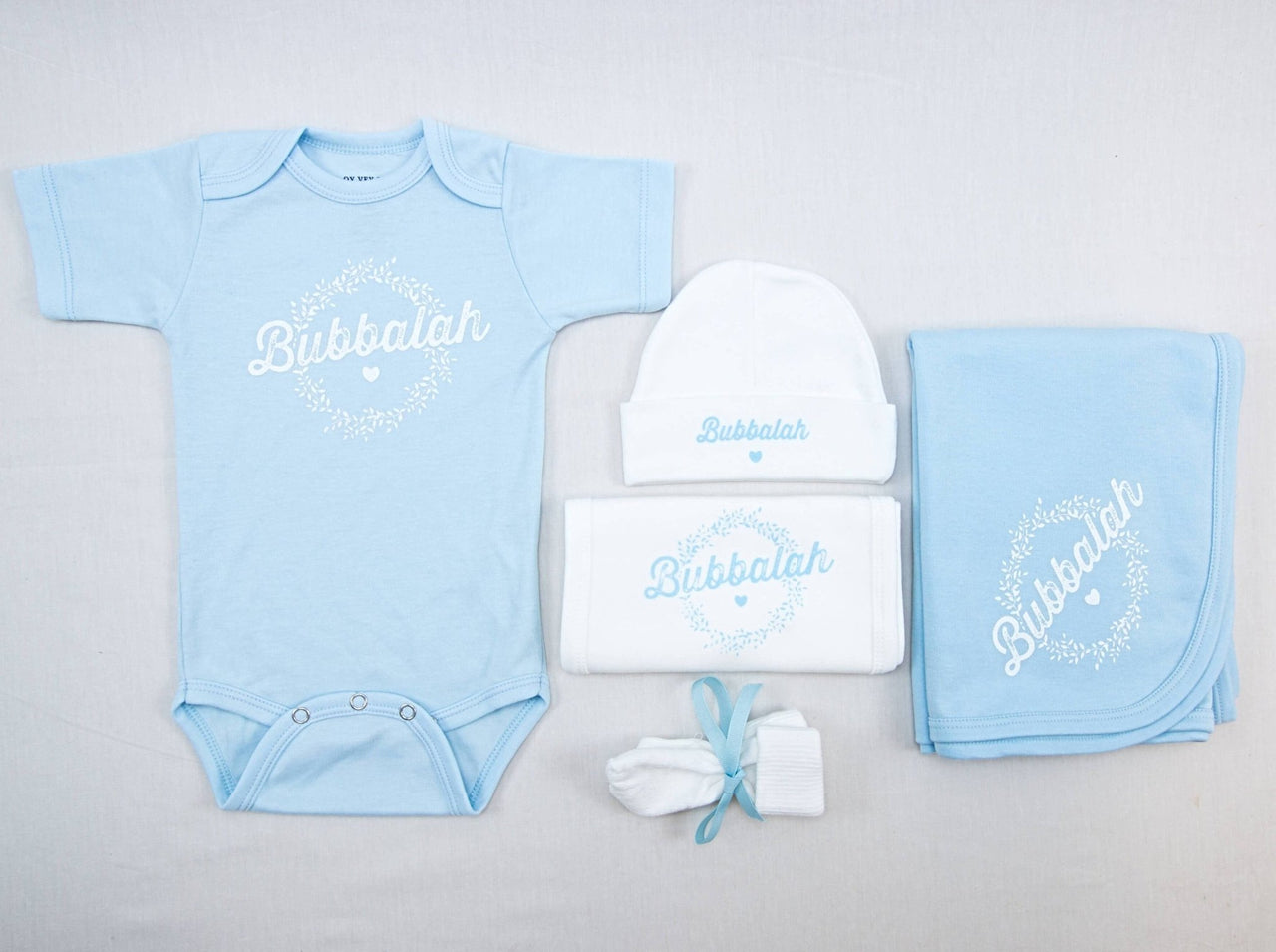 Oy Vey Baby - Bubbalah Solid Sky Blue Onesie Set - ModernTribe