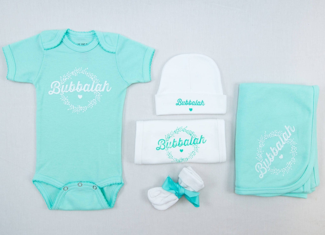 Oy Vey Baby - Bubbalah Solid Mint Onesie Set - ModernTribe