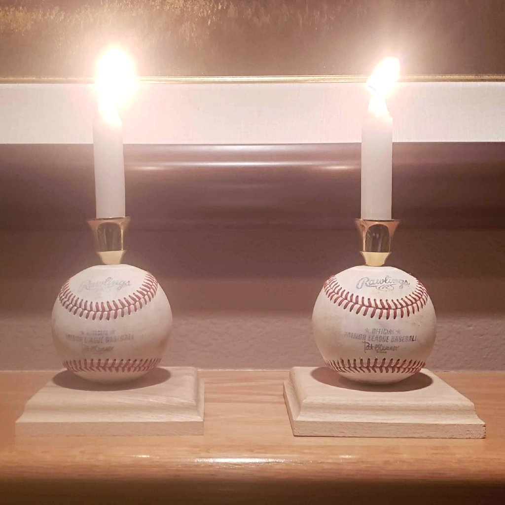 Baseballidays Candlesticks Default Pro Baseball Shabbat Candlesticks