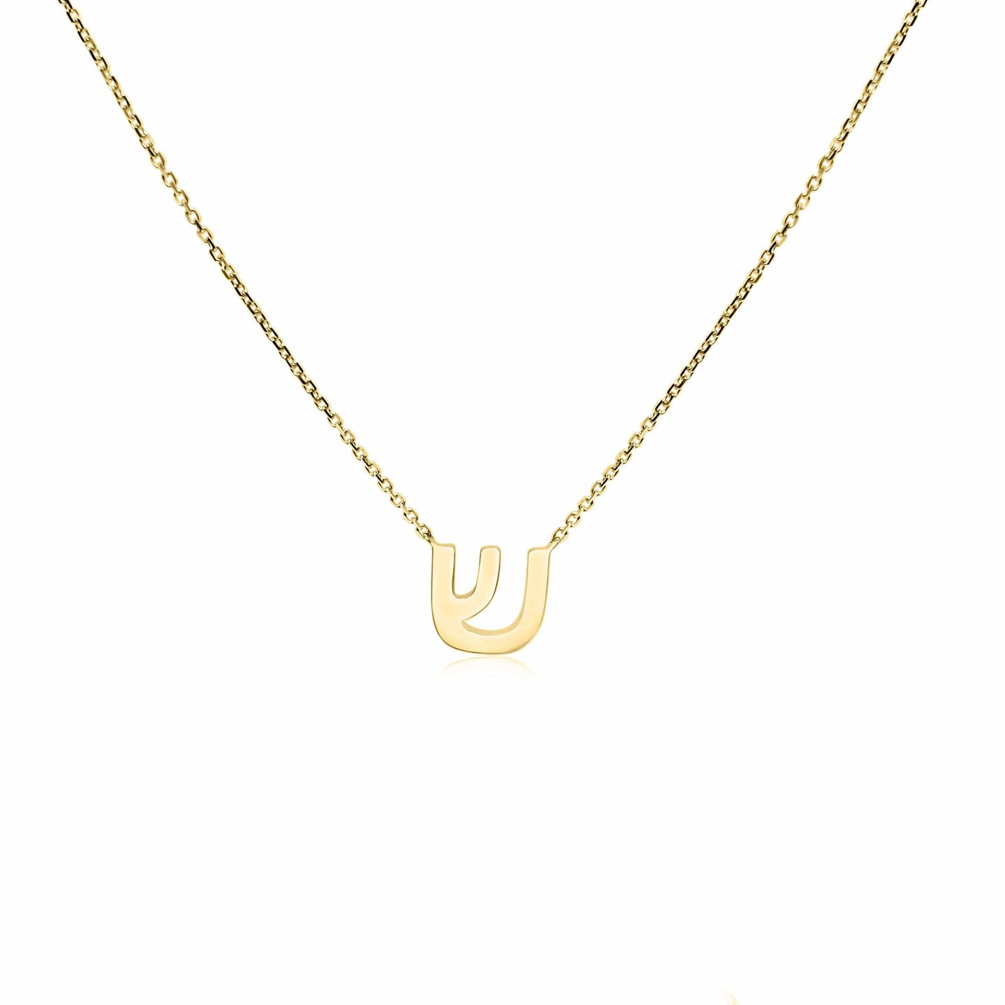 Alef Bet Necklaces 14k Gold Hebrew Initial Necklace - Yellow Gold or White Gold