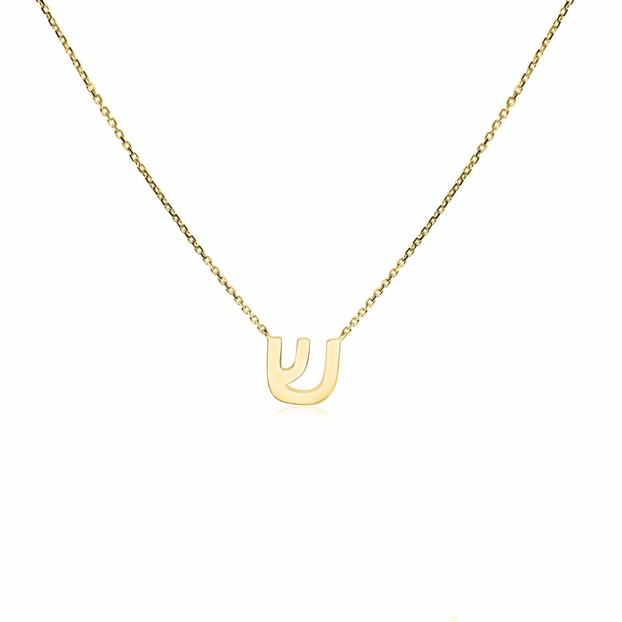 Alef Bet - Hebrew Initial Necklace - 14k Yellow or White Gold - ModernTribe