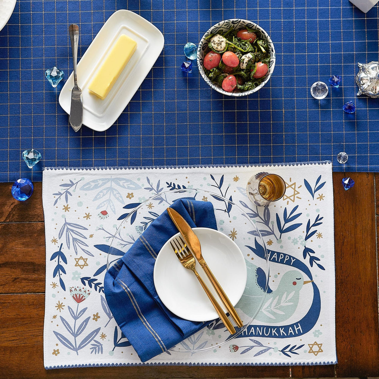 Design Imports - Hanukkah Dove Reversible Printed Placemat - ModernTribe