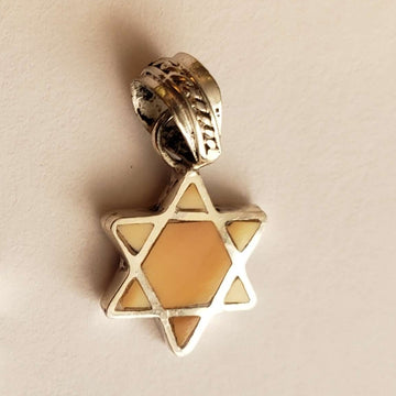 Copa Judaica Necklaces Blue Sterling Silver and Shell Mini Star of David Necklace