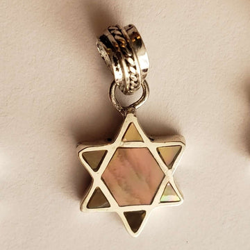 Copa Judaica Necklaces Blue Sterling Silver and Shell Mini Star of David Necklace