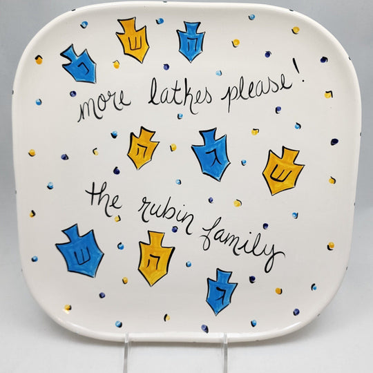 Personalized Potato Latkes Hanukkah Platter With Family Name