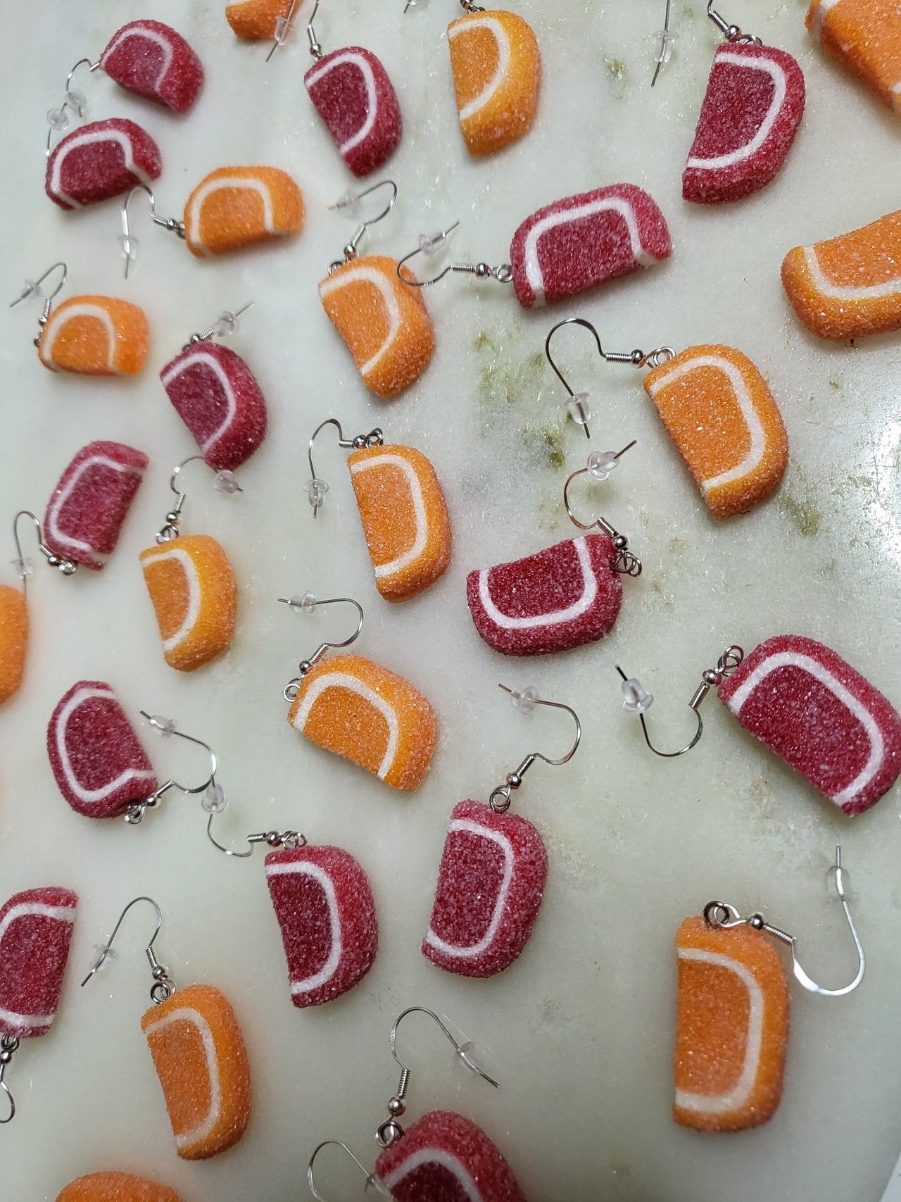 Marshmallow Twists - Passover Mismatch Jelly Fruit Slice Candy Earrings - ModernTribe