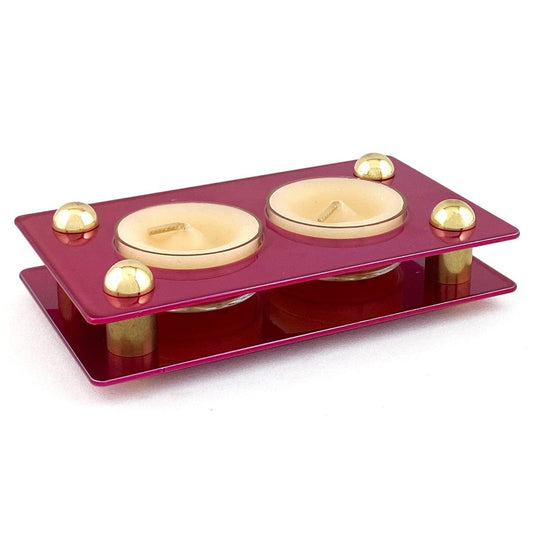 Double Tea Light Shabbat Candle Holder by Joy Stember - (Pink, White or Purple)