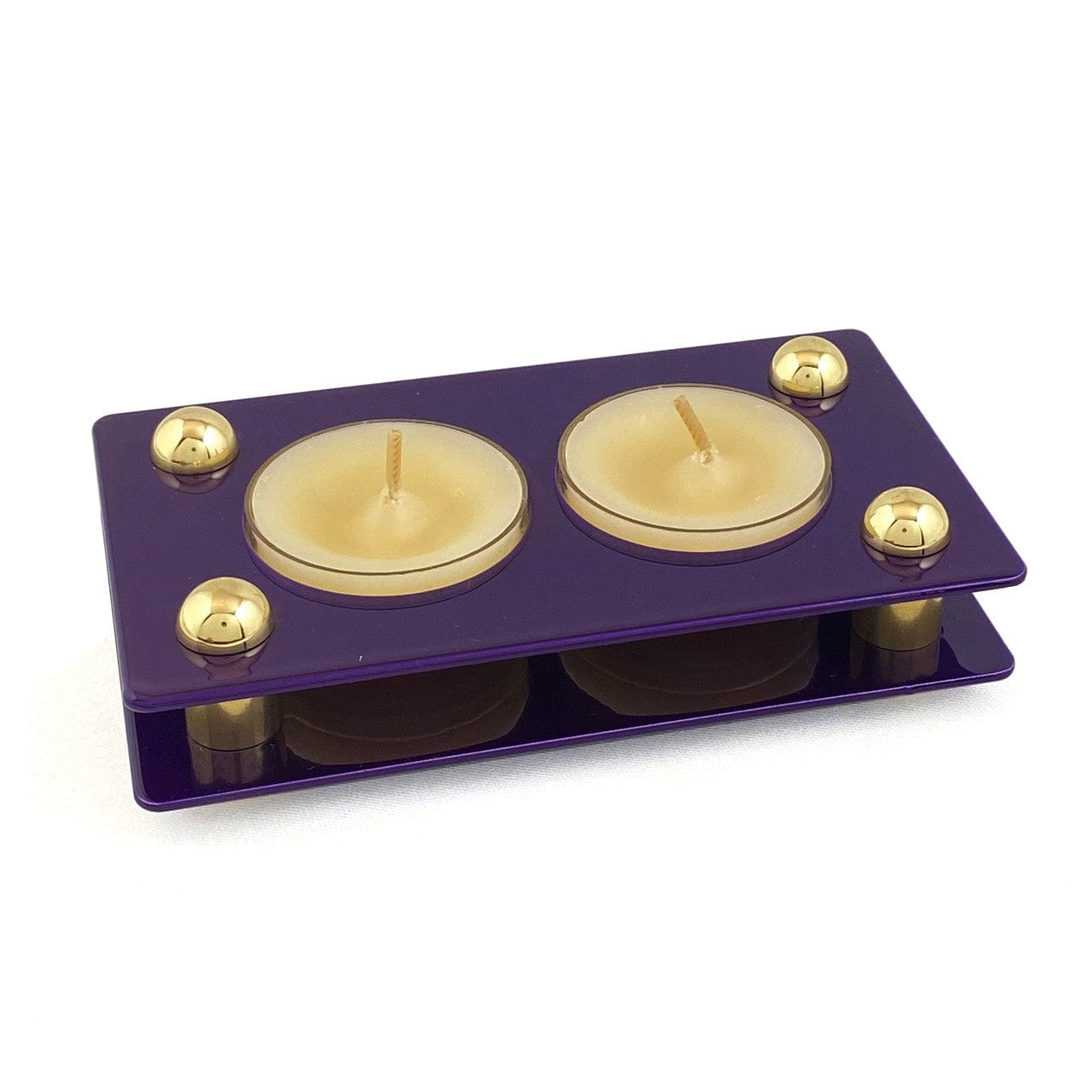 Joy Stember - Double Tea Light Shabbat Candle Holder by Joy Stember - (Pink, White or Purple) - ModernTribe