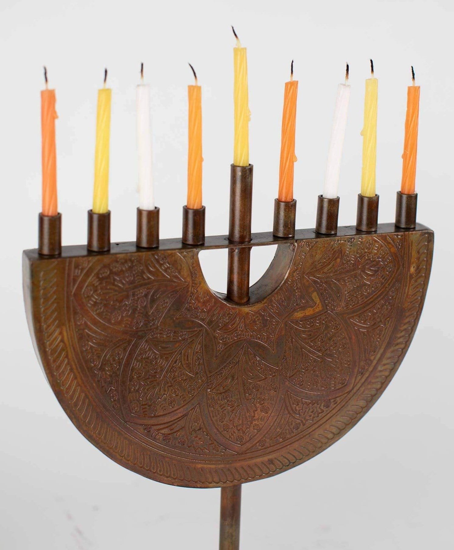 Custom Engraved Copper With Hand Painting Enamel & Zircons shops Seven Branch 10 Inch Height Israel Authentic And Modern Menorah