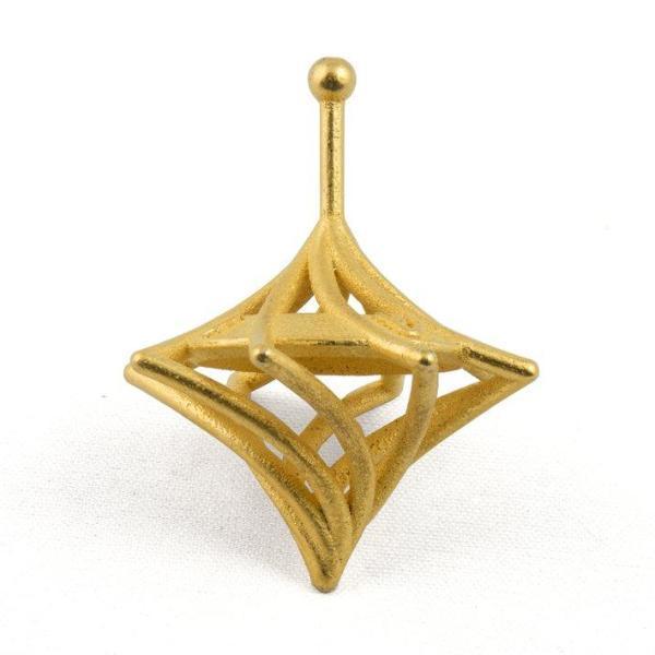 Joy Stember - 3D - Printed Twisted Caged Hanukkah Dreidel by Joy Stember - Gold or Nickel - ModernTribe