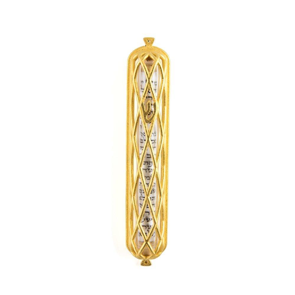 Joy Stember Mezuzah 3D Printed Long Noah Mezuzah in Gold by Joy Stember