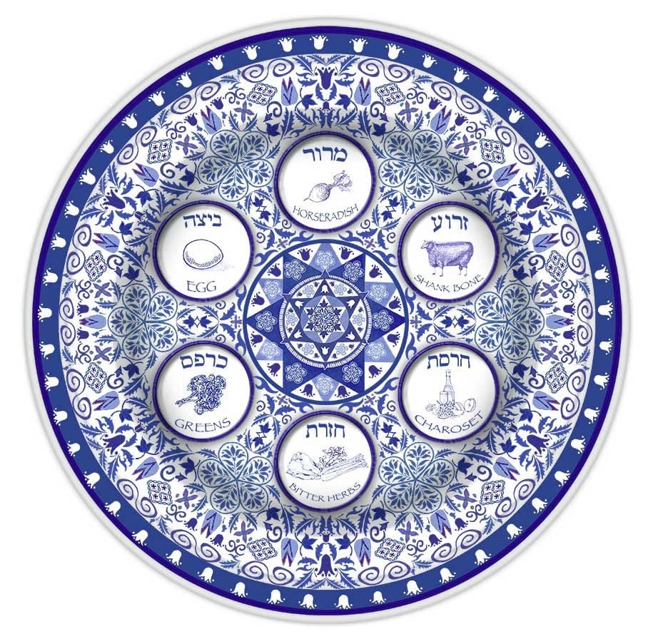 Aviv Judaica - Porcelain Blue Details Seder Plate - ModernTribe