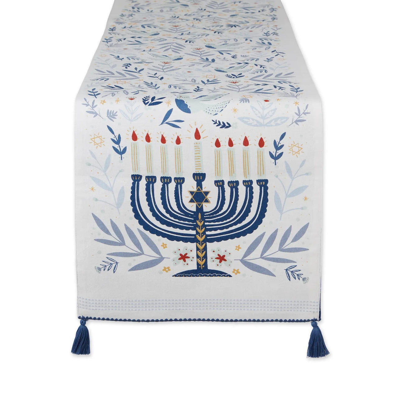 The Cotton & Canvas Co Decorations Hanukkah Menorah Embellished Table Runner