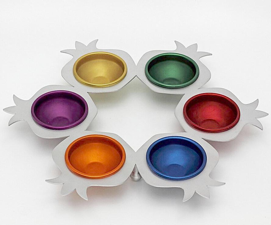 Shraga Landesman - Rainbow Aluminum Pomegranate Seder Plate - ModernTribe