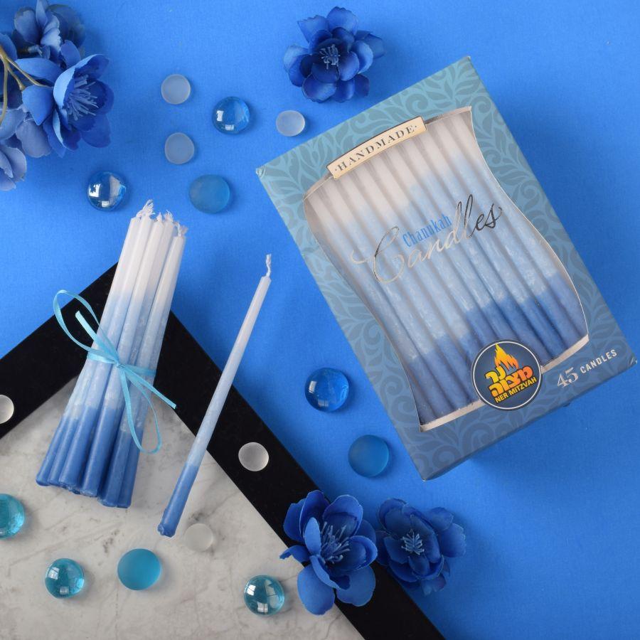 Ner Mitzvah - Blue Ombre and White Hanukkah Candles - ModernTribe