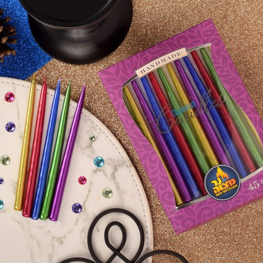 Metallic Multicolor Hanukkah Candles