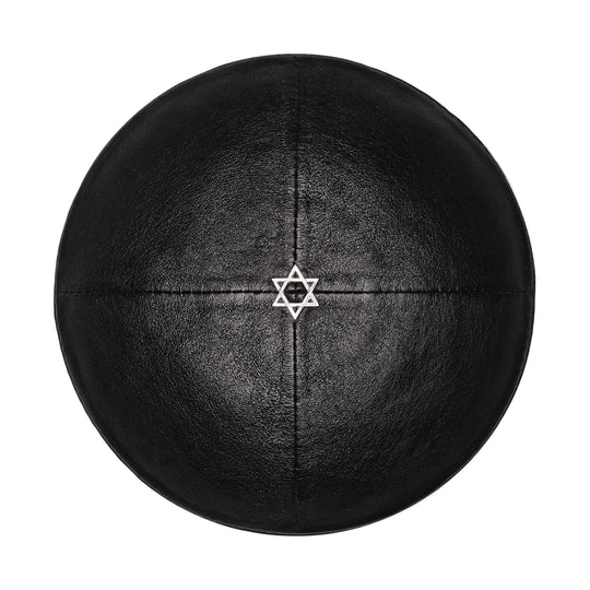 Black Leather Star of David Kippah