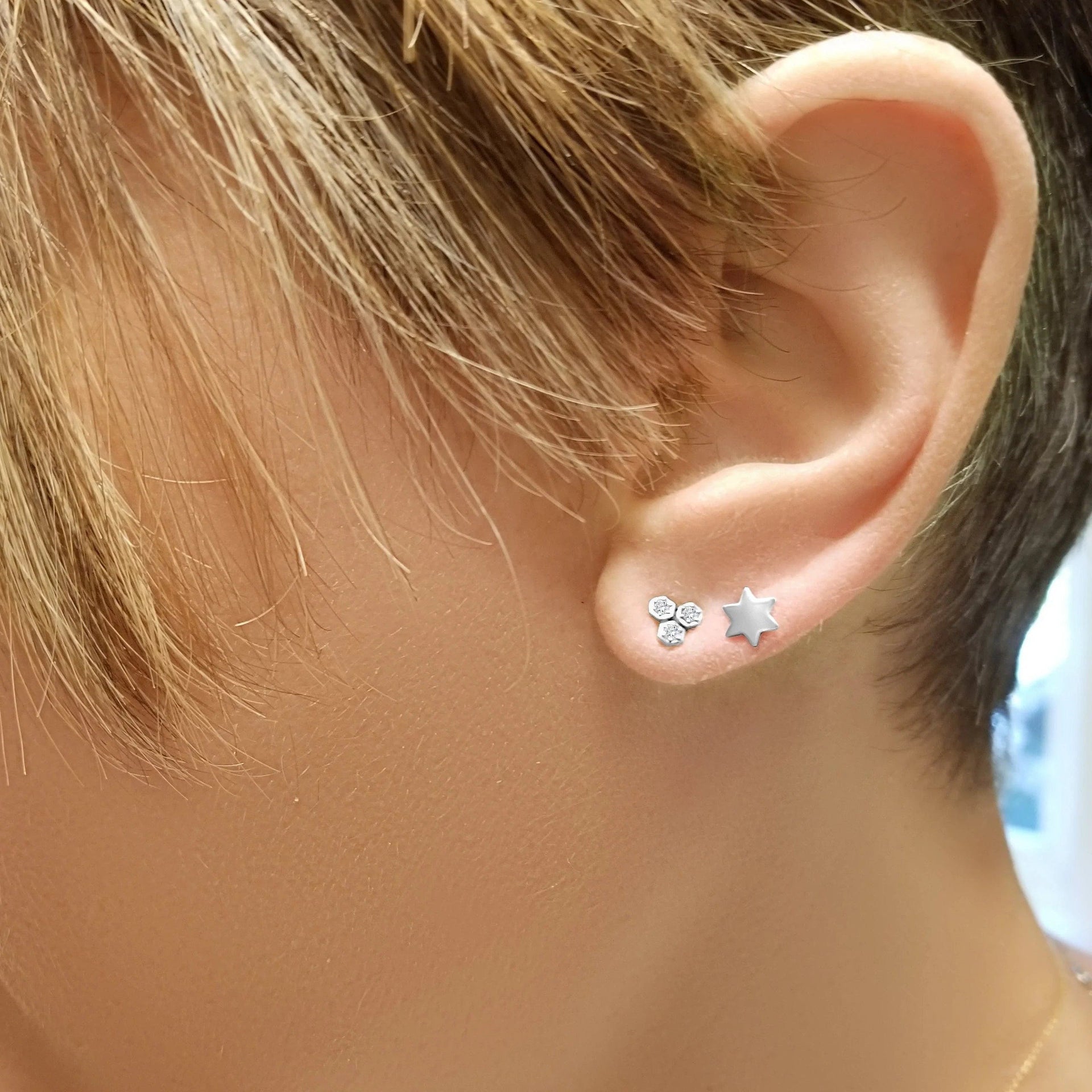 Alef Bet Earrings Blue Opal Sterling Silver Star of David Earrings