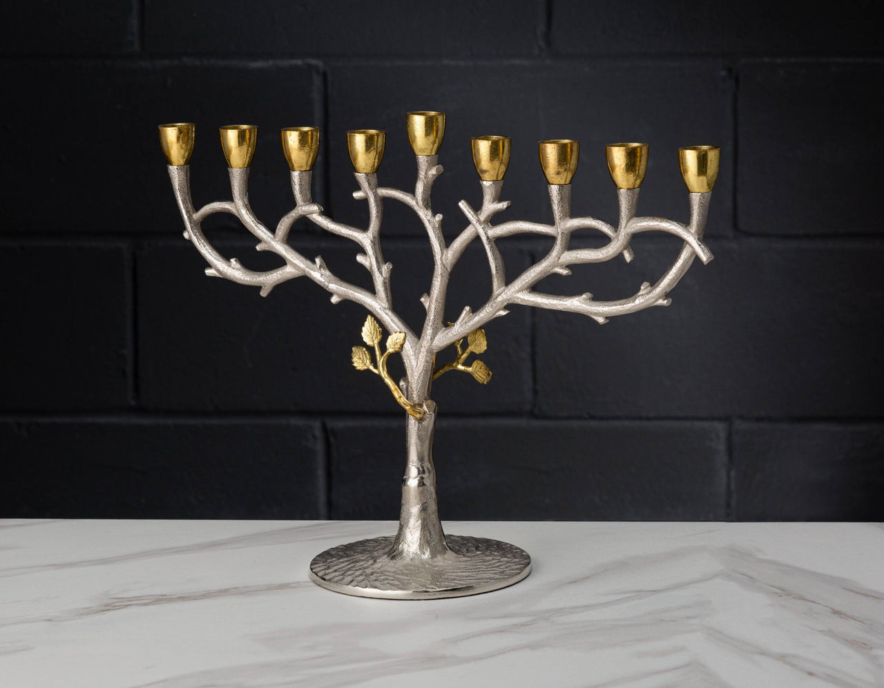 Classic Touch Decor - Two - Tone Menorah with Leaf Design - ModernTribe