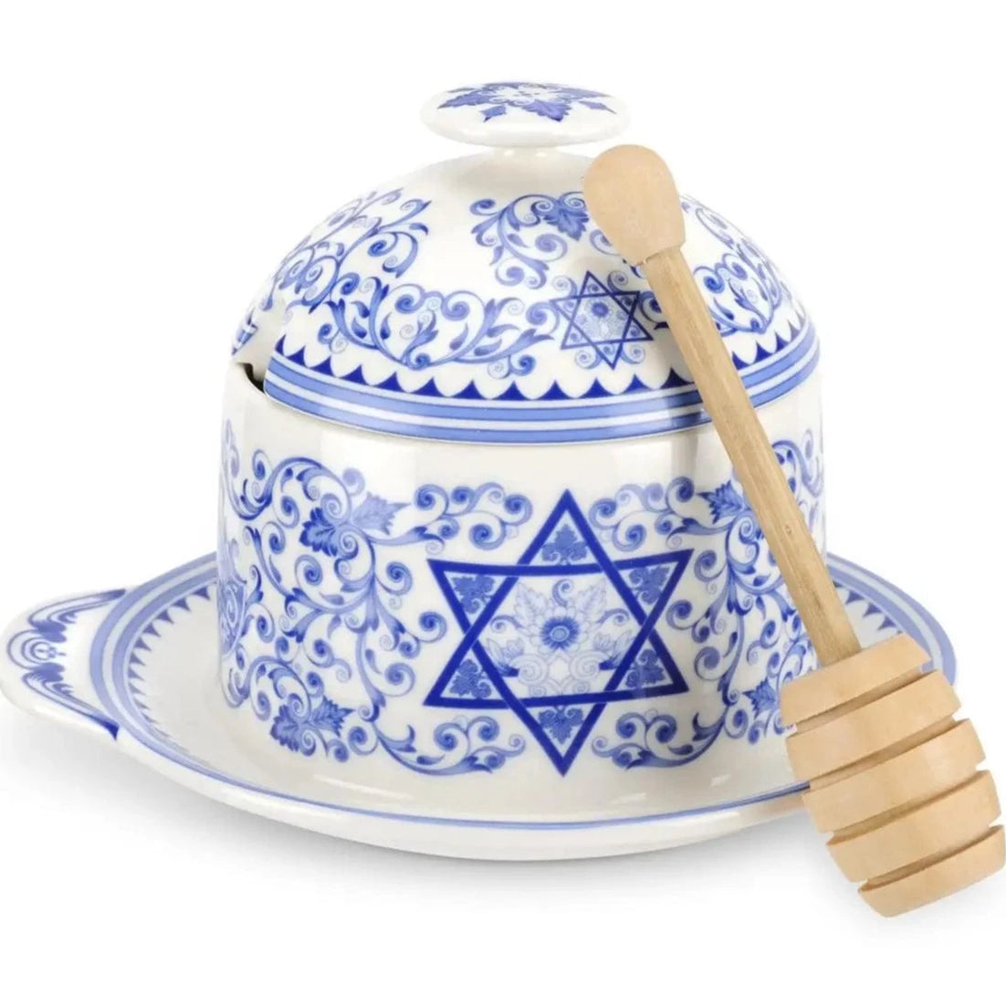 Rite Lite Honey Dishes Spode Judaica Honey Pot with Drizzler
