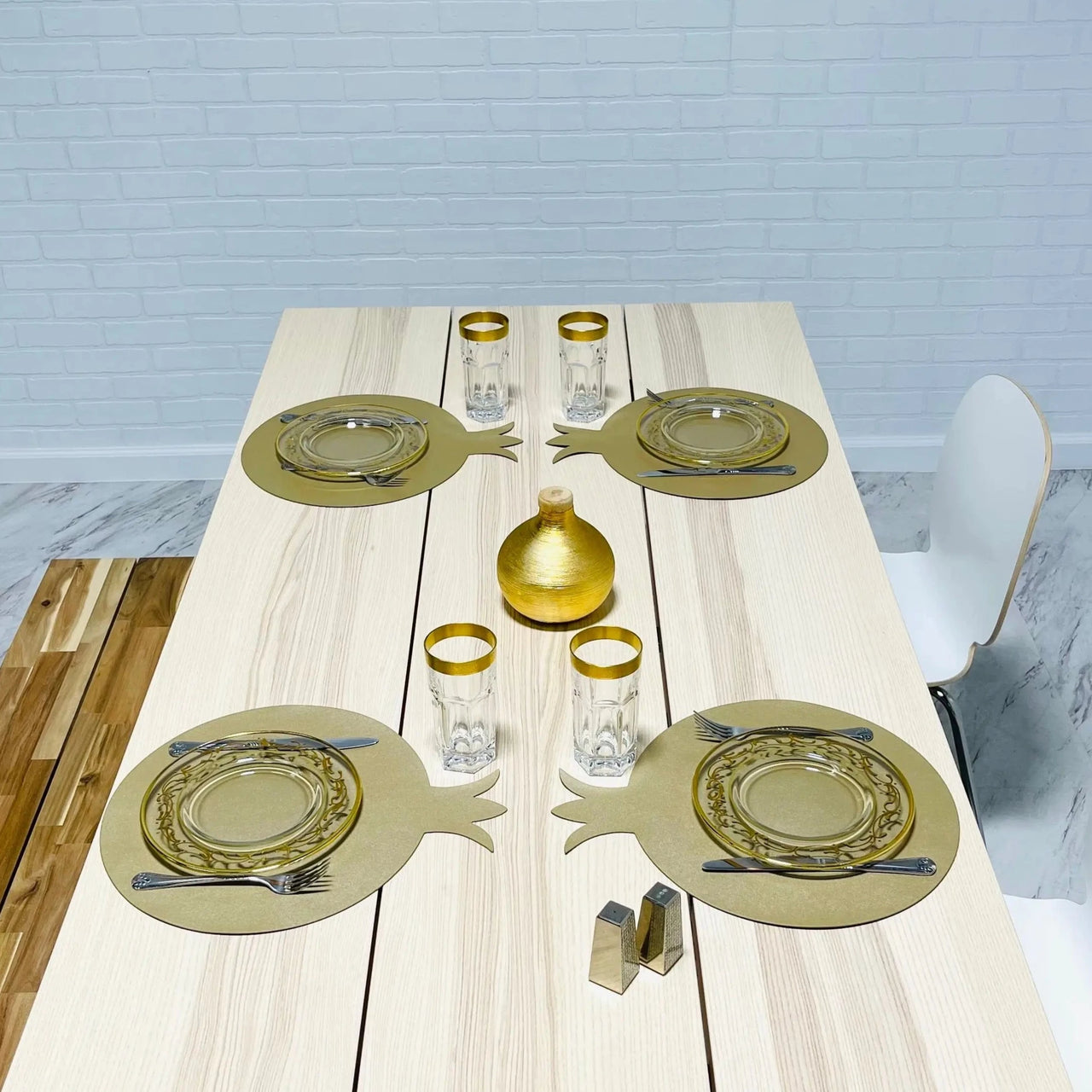 Broderies De France - 6 Pack Faux Leather Pomegranate Placemats - (Choice of Color) - ModernTribe