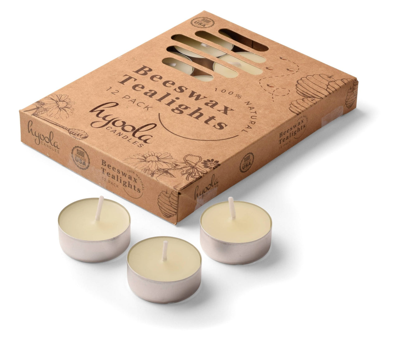 Ner Mitzvah - White Beeswax Tealights in Aluminum Cup - 12 Pack - ModernTribe