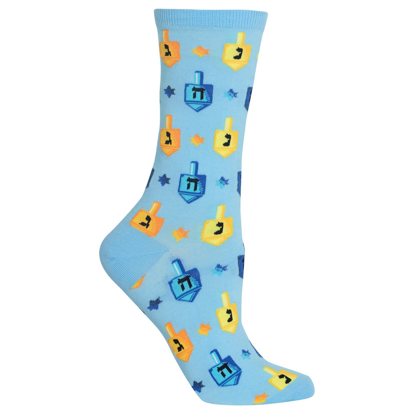 Hot Sox Socks GBlueay / One Size Women's Dreidels Crew Socks - Blue