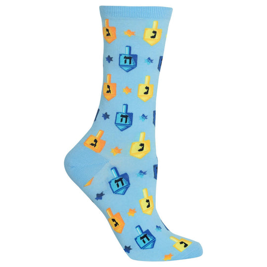 Women's Dreidels Crew Socks - Blue