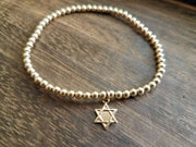 Alef Bet Bracelets Gold Gold Beaded Bracelet with Star of David