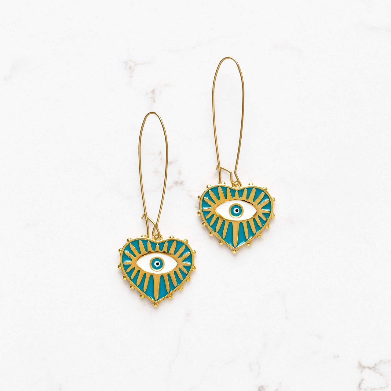 Stitch and Stone - Long Enamel Evil Eye Earrings - ModernTribe