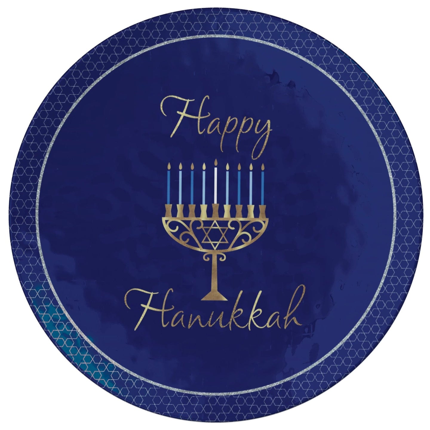 Amscan Serving Pieces Navy Happy Hanukkah Round Platter