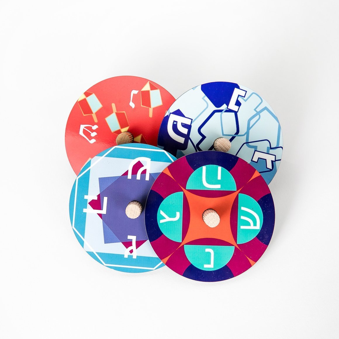 Barbara Shaw - Colorful Handmade Wood Dreidels, Set of 4 by Barbara Shaw - ModernTribe