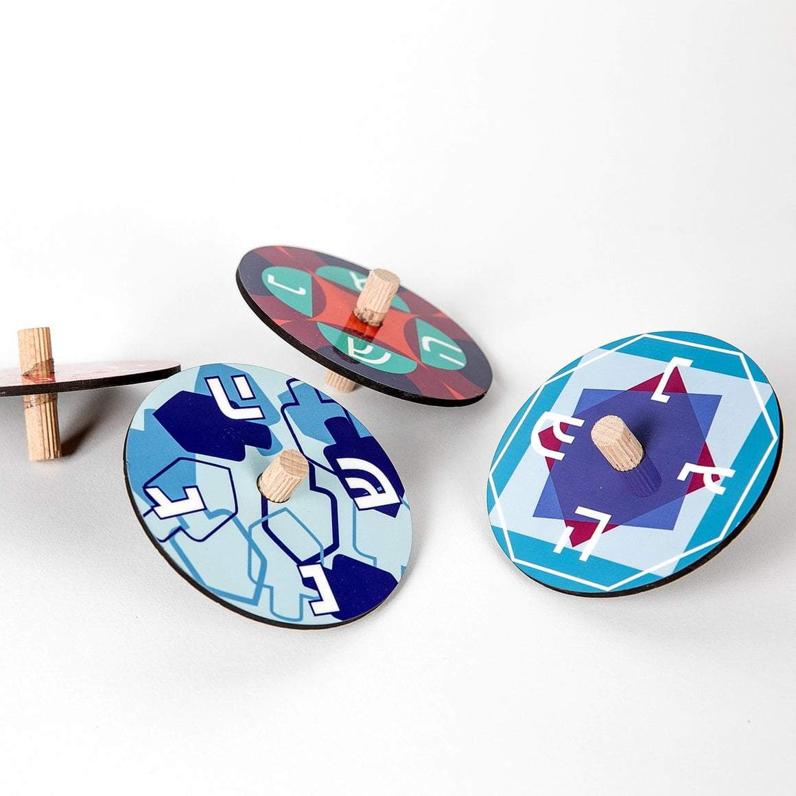 Barbara Shaw - Colorful Handmade Wood Dreidels, Set of 4 by Barbara Shaw - ModernTribe