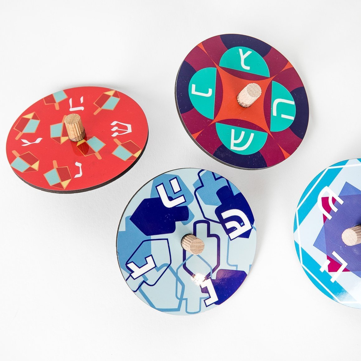 Barbara Shaw - Colorful Handmade Wood Dreidels, Set of 4 by Barbara Shaw - ModernTribe