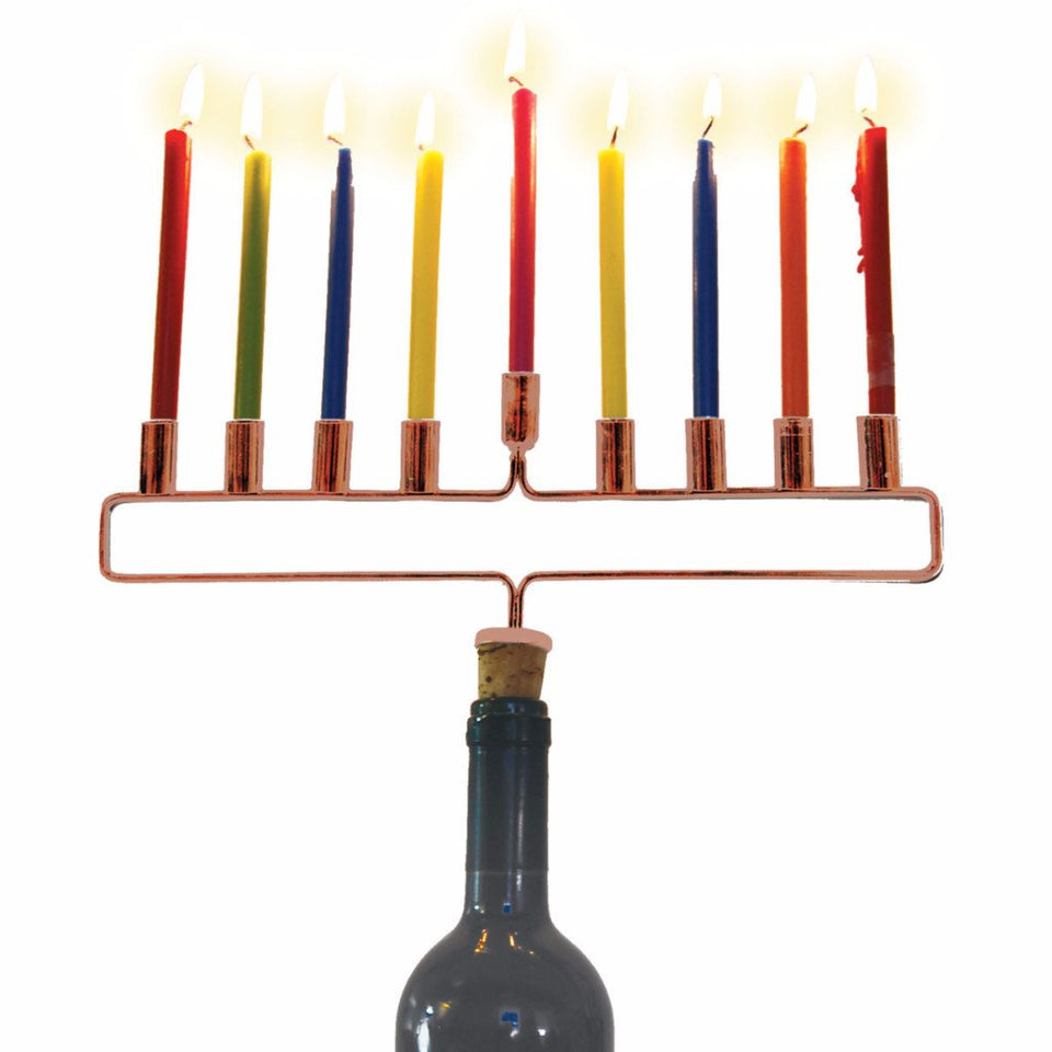 Copper Cork Menorah