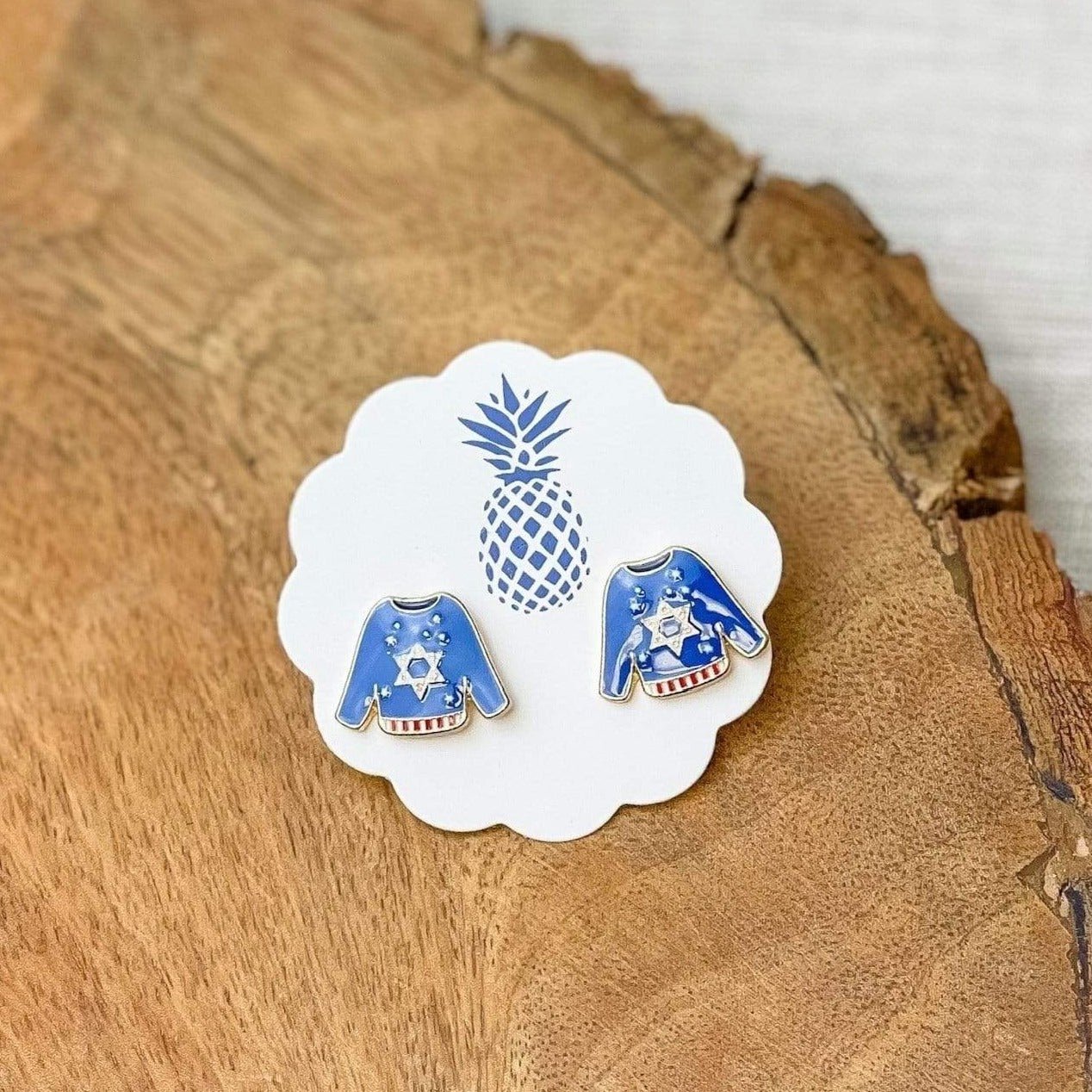 Prep Obsessed - Ugly Hanukkah Sweater Enamel Stud Earrings - ModernTribe